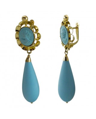 PENDIENTES ARQUILLO 10x8MM COLOR TURQUESA .CATALAN