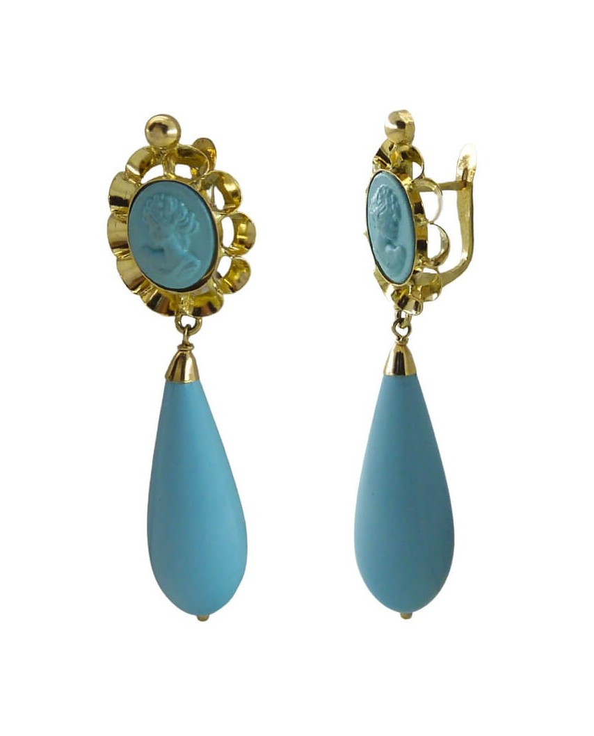 PENDIENTES ARQUILLO 10x8MM COLOR TURQUESA .CATALAN