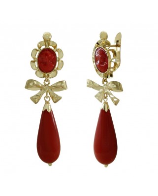 PENDIENTES ARQUILLO 6x4MM CON LAZO .COLOR CORAL 41M.CATALAN