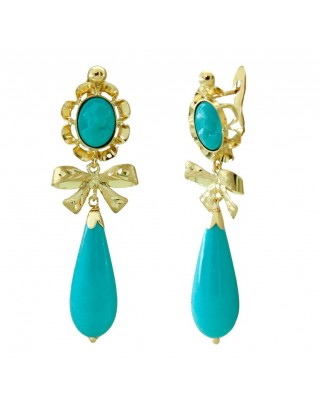 PENDIENTES ARQUILLO 6x4MM CON LAZO.COLOR TURQUESA. 41M