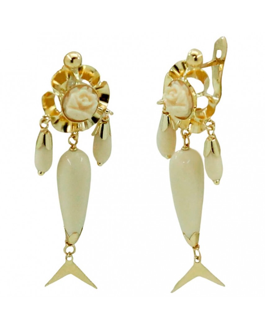 PENDIENTES ARQUILLO 8MM PERITAS COLOR MARFIL.42MM.