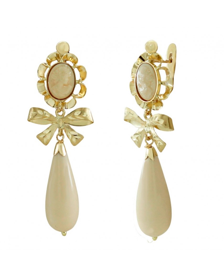 PENDIENTES ARQUILLO 8x6MM CON LAZO COLOR MARFIL .45MM.CATALAN