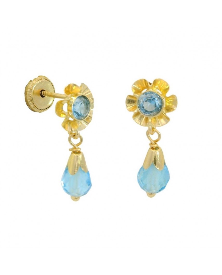 PENDIENTES ARQUILLO BOLA COLOR  AGUAMARINA. TORNILLO 15MM.