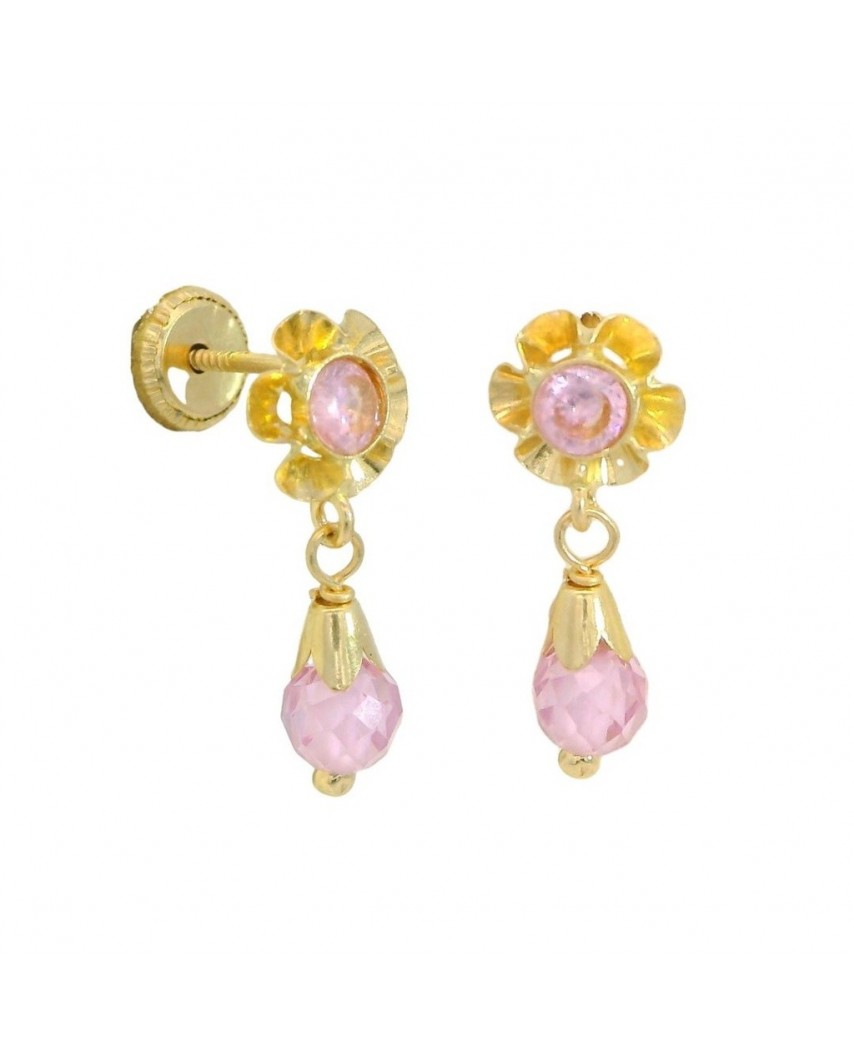 PENDIENTES ARQUILLO BOLA ROSA .TORNILLO.15MM.