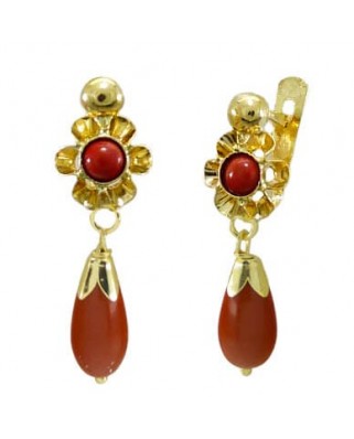 PENDIENTES ARQUILLO COLOR CORAL.20MM.CATALAN.