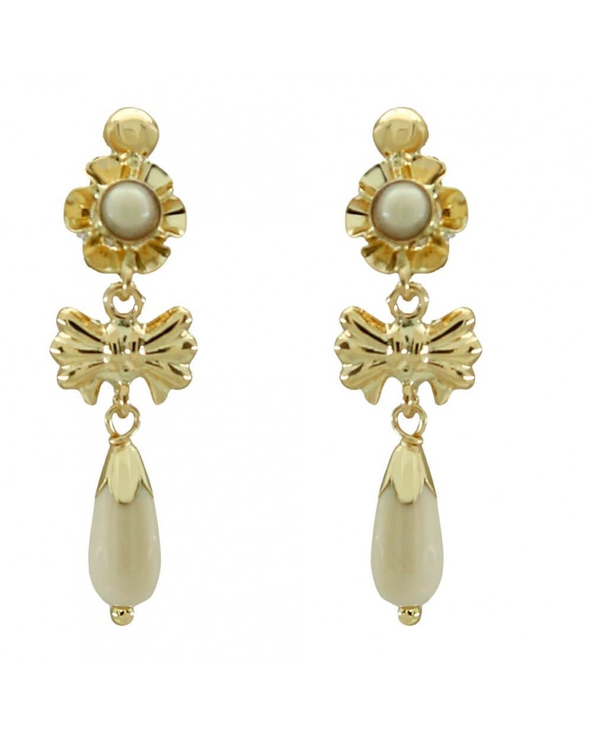 PENDIENTES ARQUILLO CON LAZO,COLOR MARFIL .28MM.CATALAN
