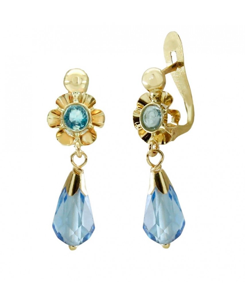 PENDIENTES ARQUILLO CRISTAL AZUL.20MM.CATALAN.