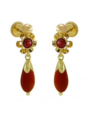 PENDIENTES ARQUILLO PERITA COLOR CORAL.TORNILLO.20MM.