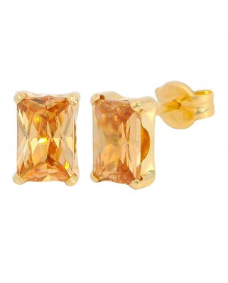 PENDIENTES BAGUETTE 6x4MM CHAMPAGNE PRESION