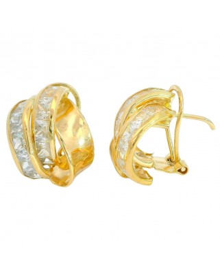 PENDIENTES BANDA CARRÉ OMEGA.15x12MM.