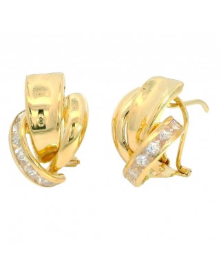 PENDIENTES BANDA PIEDRAS OMEGA.15x10MM.