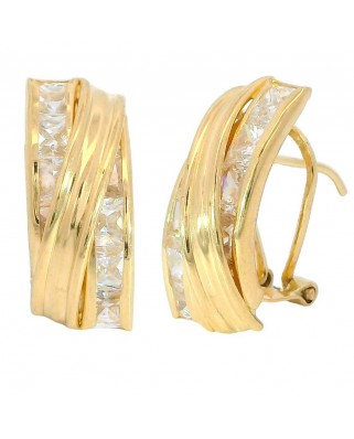 PENDIENTES BANDA Y CIRCONITAS CARRÉ.16x8MM.