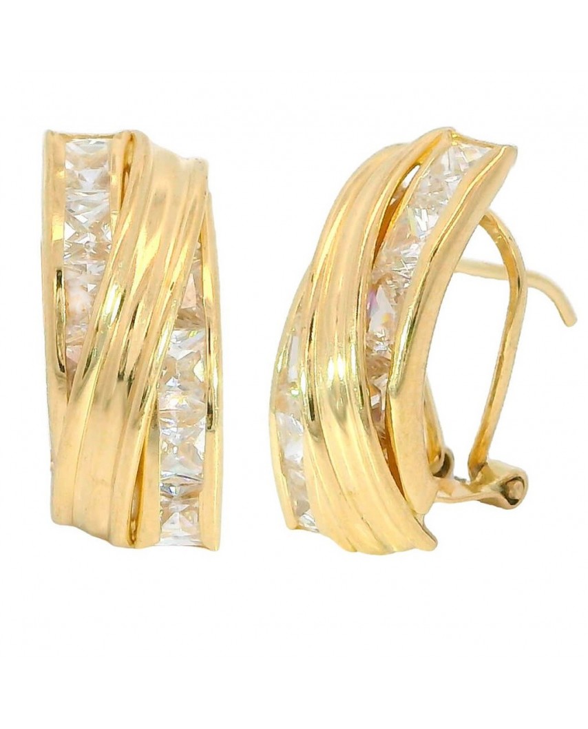 PENDIENTES BANDA Y CIRCONITAS CARRÉ.16x8MM.