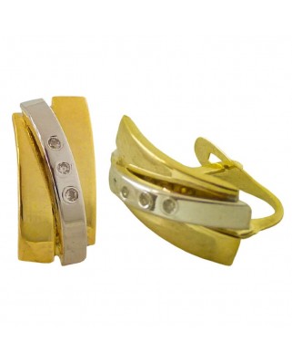 PENDIENTES BANDAS BICOLOR Y CIRCONITAS.15x6MM.CATALAN.