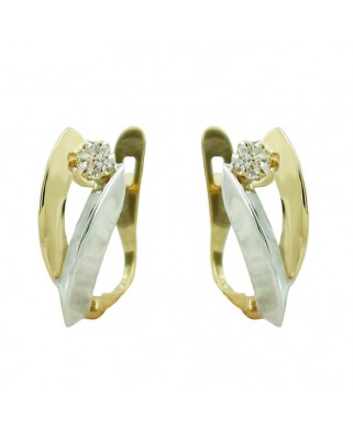 PENDIENTES BANDAS BICOLOR Y CIRCONITAS.CATALAN.