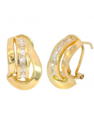 PENDIENTES BANDAS Y CIRCONITAS CARRÉ.14x10MM.