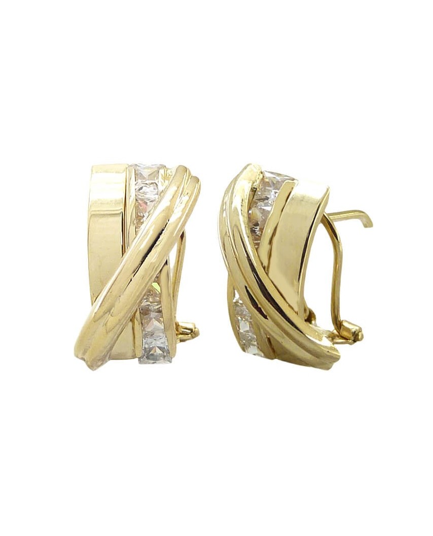 PENDIENTES BANDAS Y CIRCONITAS CARRÉ.19x7MM.OMEGA.