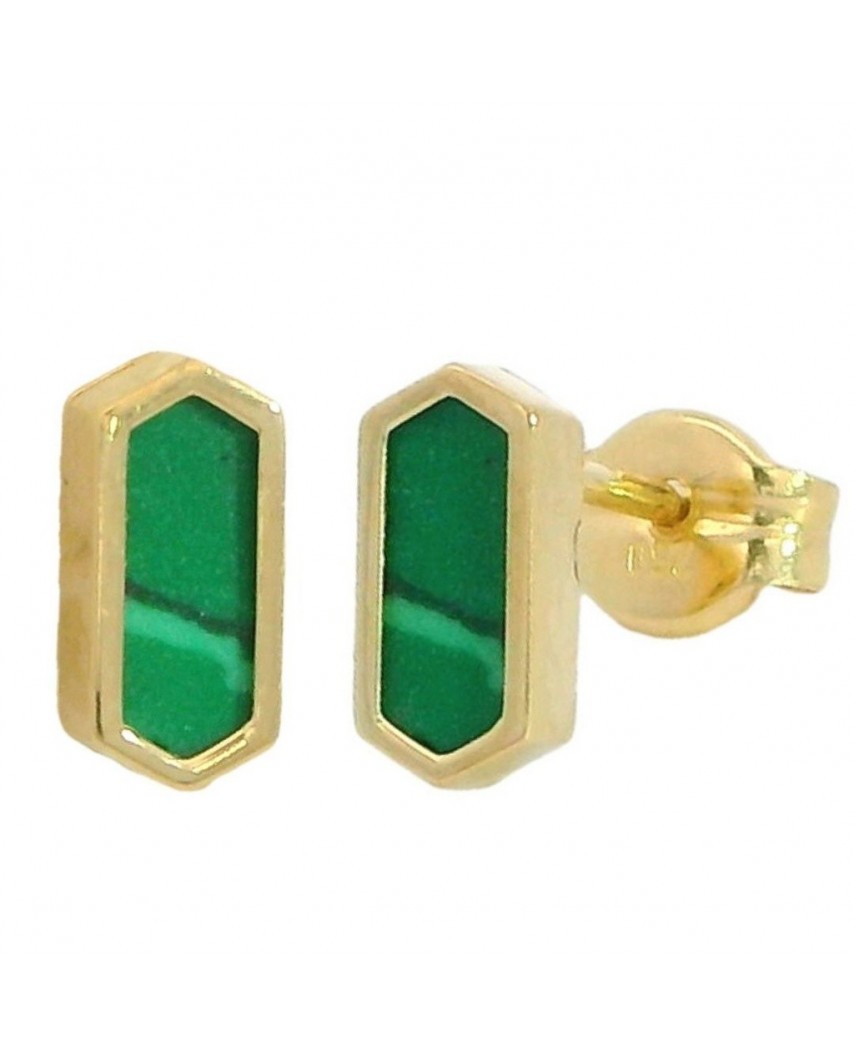 PENDIENTES BARRETA ROMBO 7x3MM GREEN STONE PRESION