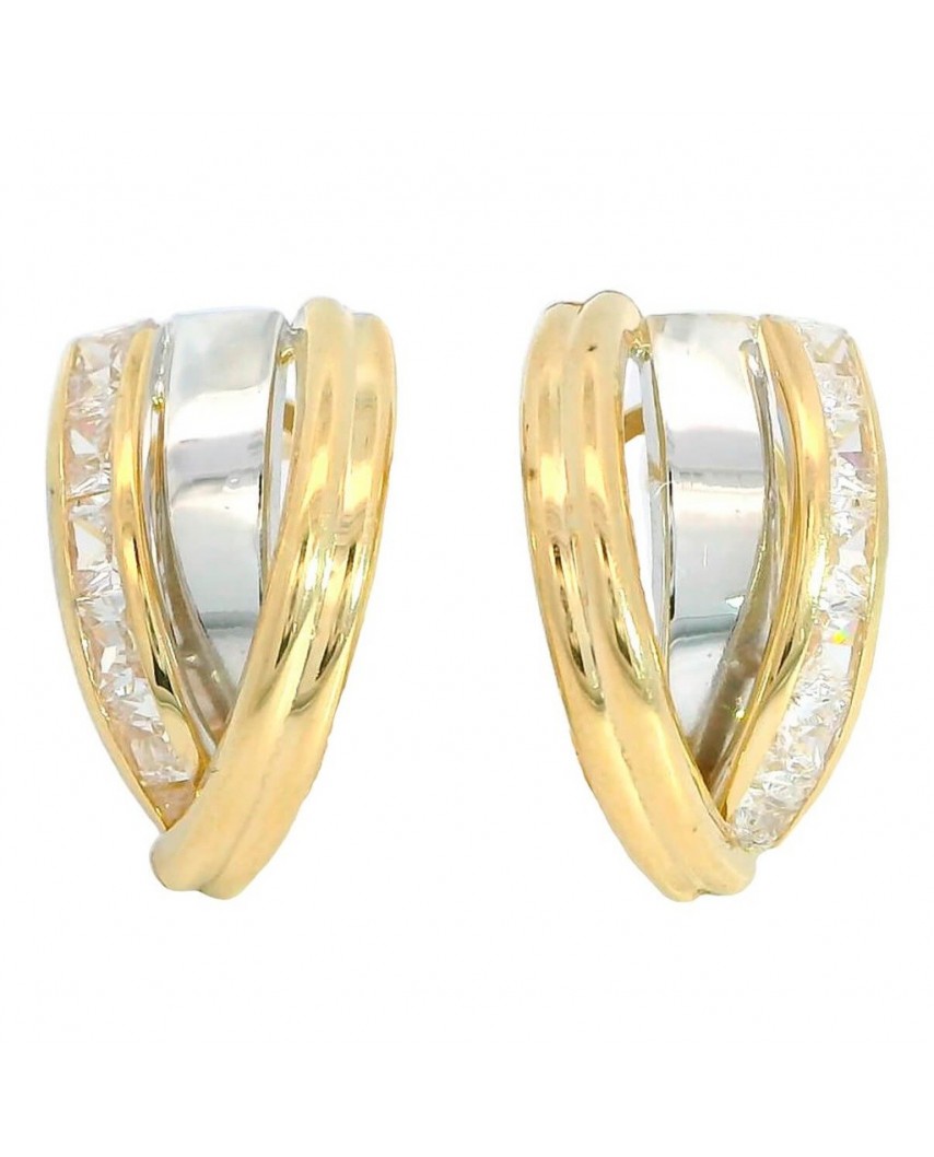 PENDIENTES BICOLOR BANDAS CARRÉ.15x10MM.