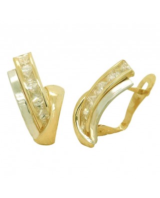 PENDIENTES BICOLOR BANDAS Y CIRCONITAS CARRE.