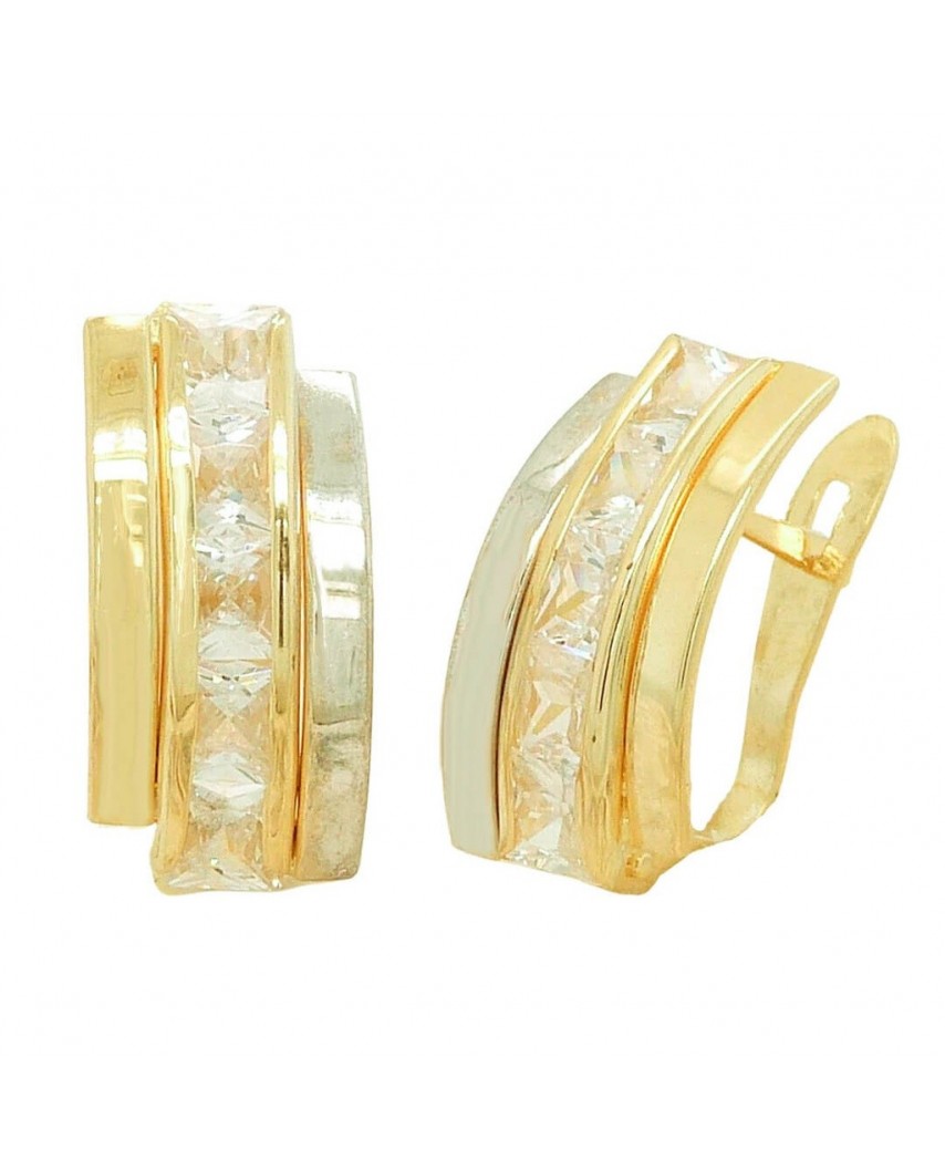 PENDIENTES BICOLOR BANDAS Y CIRCONITAS CARRE.CATALAN.