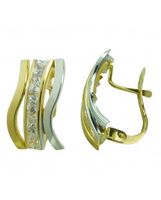 PENDIENTES BICOLOR BANDAS Y CIRCONITAS CARRE.CATALAN.