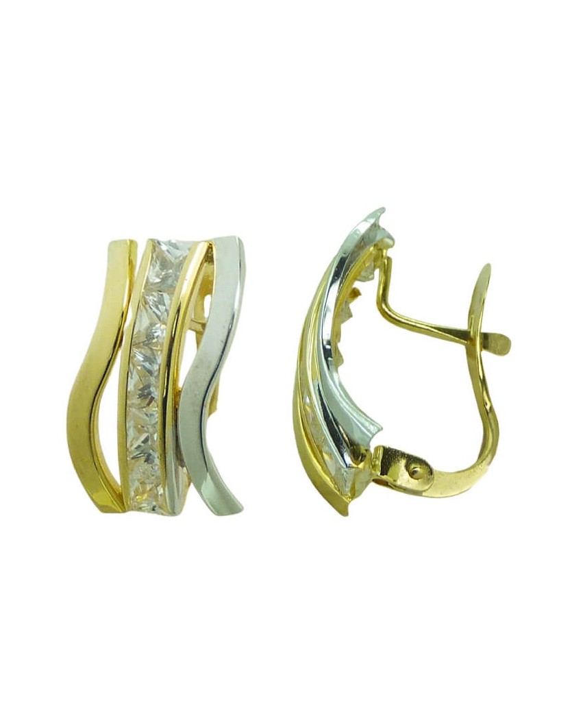 PENDIENTES BICOLOR BANDAS Y CIRCONITAS CARRE.CATALAN.