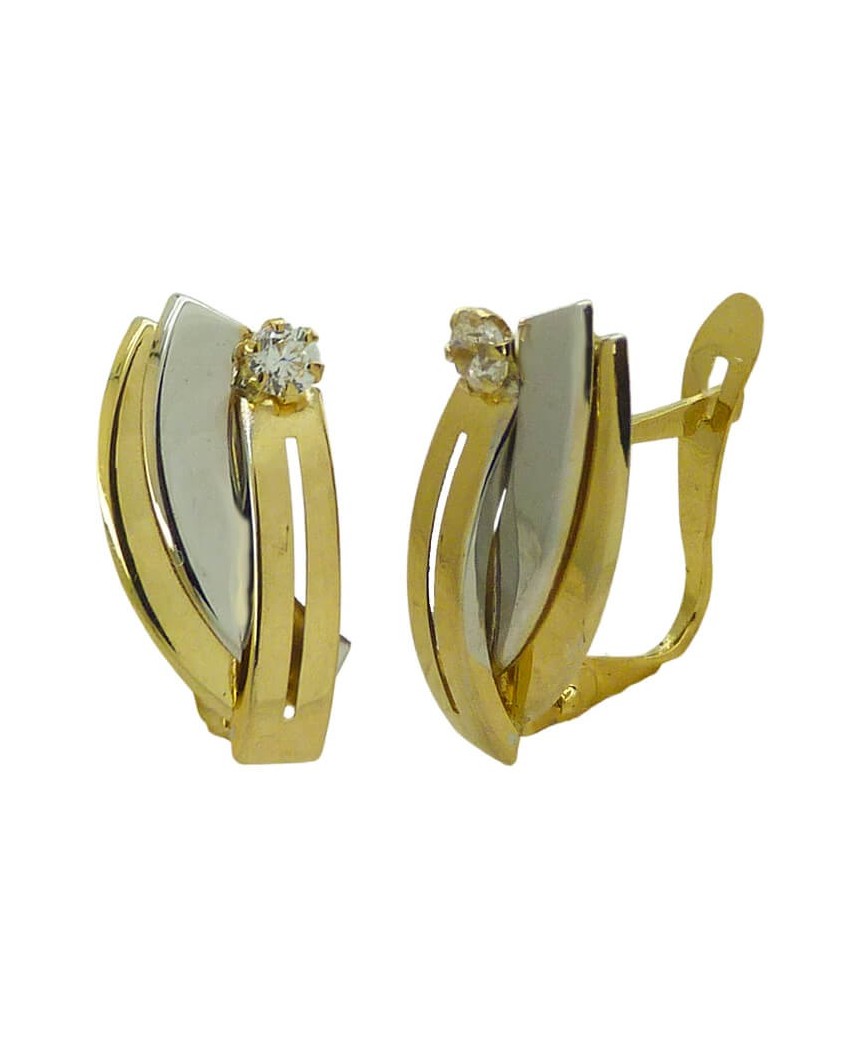 PENDIENTES BICOLOR BANDAS Y CIRCONITAS CARRE.CATALAN.