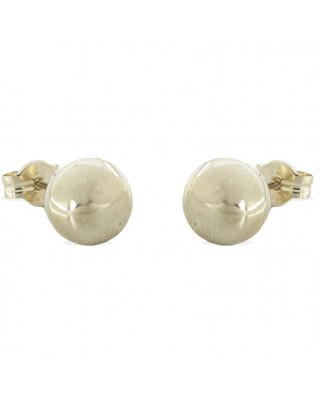 PENDIENTES BOLA LISA 7MM PRESION ORO BLANCO.