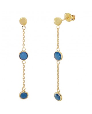 PENDIENTES CADENA Y BOCEL DE 5MM COLOR. ZAFIRO.40MM.