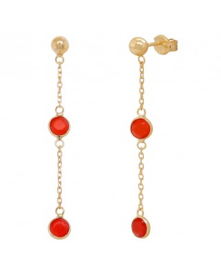 PENDIENTES CADENA Y BOCELES DE 5MM COLOR RUBI.40MM.