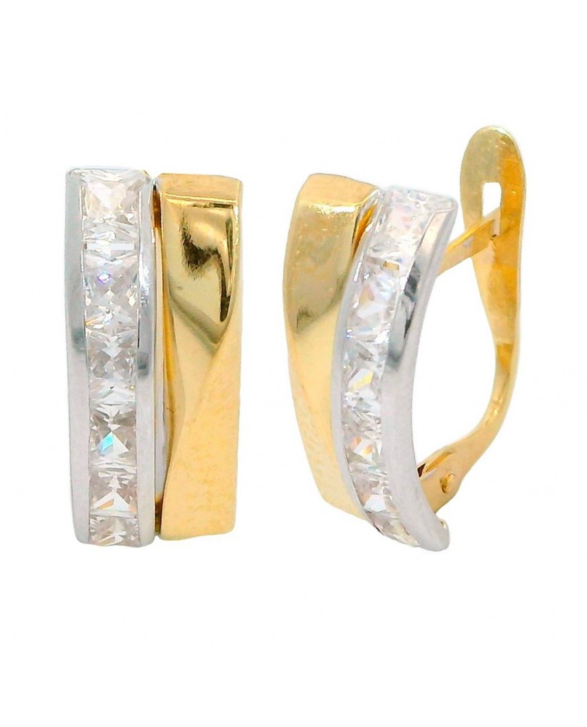 PENDIENTES CARRIL Y BANDA BICOLOR 14x6MM.