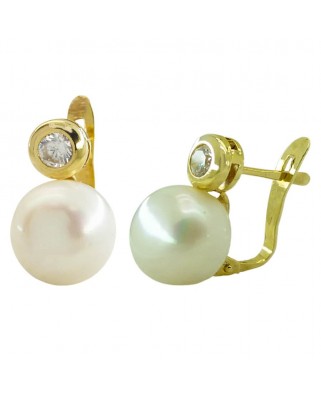 PENDIENTES CHANTON 3MM Y PERLA BOTON 10MM.CATALAN