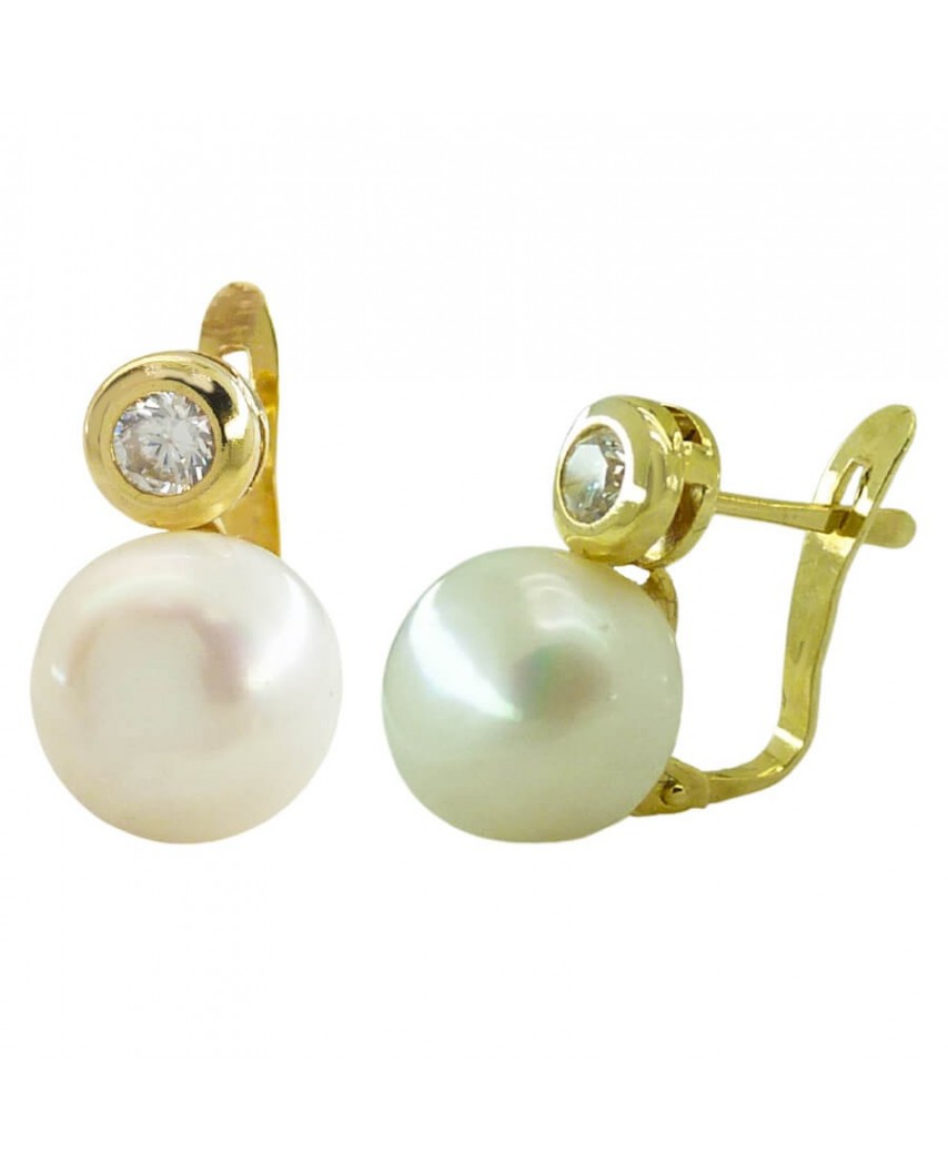 PENDIENTES CHANTON 3MM Y PERLA BOTON 10MM.CATALAN