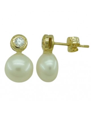 PENDIENTES CHATON 2.5MM Y PERLA 7/7.5MM.PRESION.