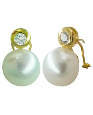 PENDIENTES CHATON 4MM Y PERLA 12MM.OMEGA