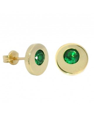 PENDIENTES CHATON NANO ESMERALDA.9MM.PRESION