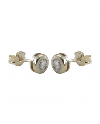 PENDIENTES CHATON ORO BLANCO PIEDRA 3MM.PRESION