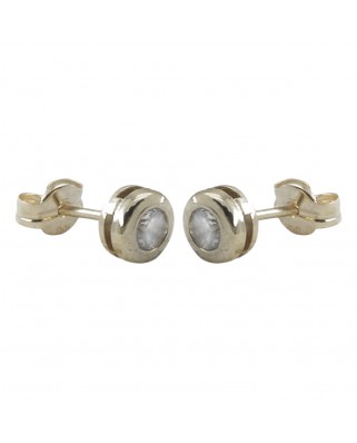 PENDIENTES CHATON ORO BLANCO PIEDRA 4MM.PRESION