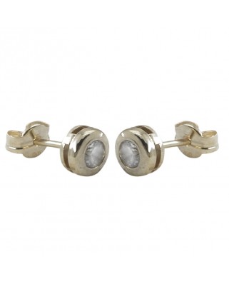 PENDIENTES CHATON ORO BLANCO PIEDRA 5MM.PRESION