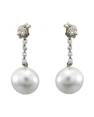 PENDIENTES CHATON Y CHORRERA, PERLA 10MM.PRESION