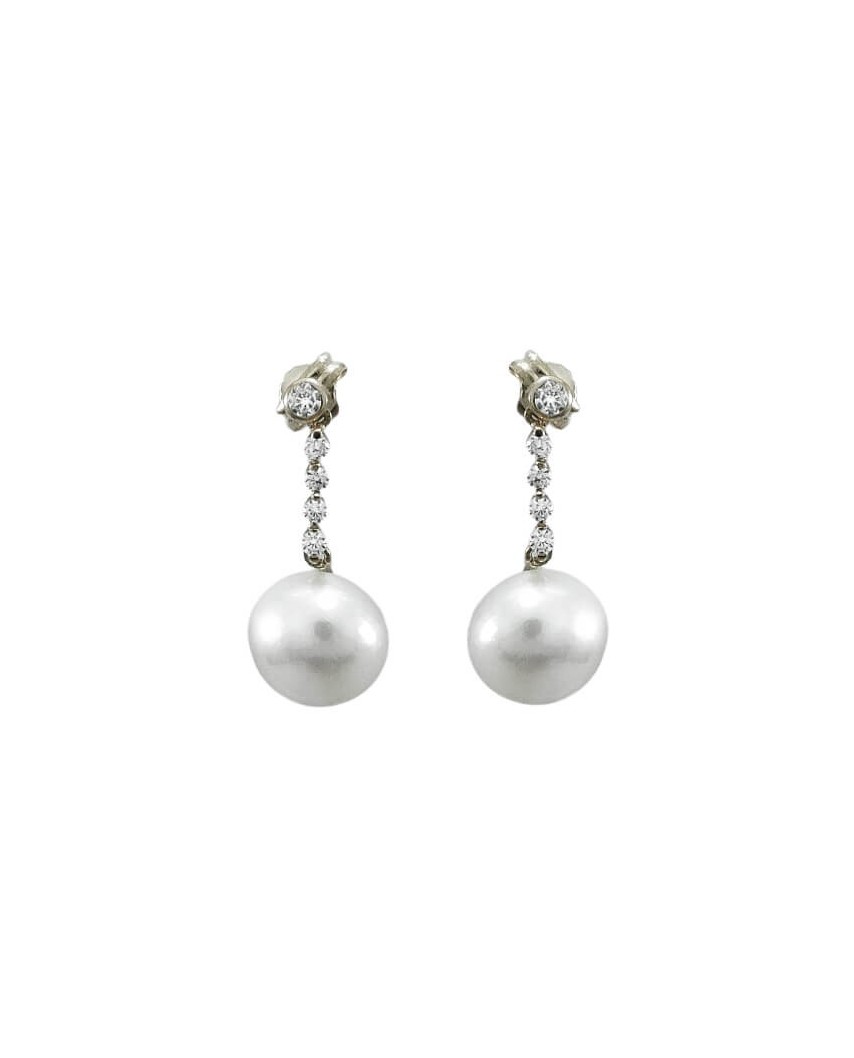 PENDIENTES CHATON Y CHORRERA, PERLA 10MM.PRESION