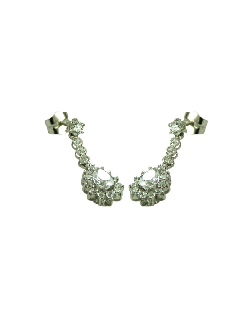 PENDIENTES CHORRERA ORO BLANCO CIRCONITA PERA.PRESION.