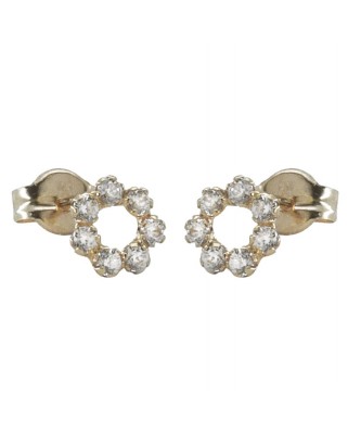 PENDIENTES CIRCULO CALADO CIRCONITAS ORO BLANCO. PRESION