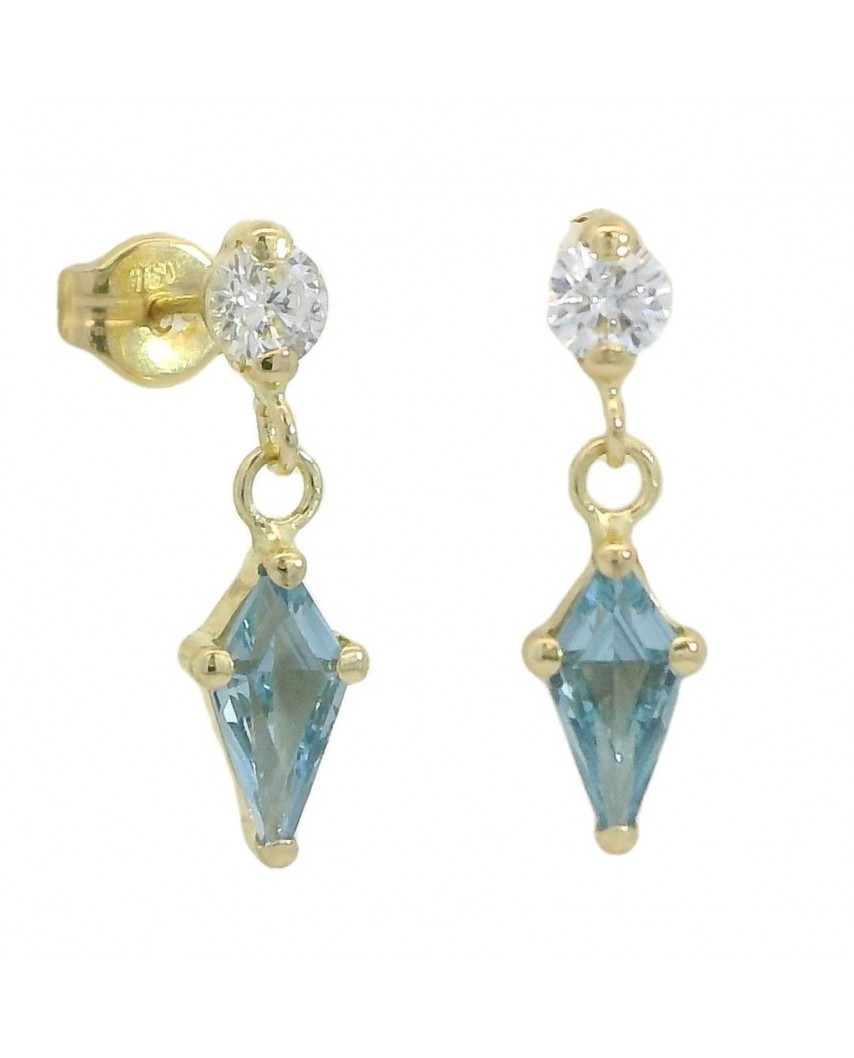 PENDIENTES COMETA PIEDRA COLOR AGUAMARINA DE 7x5MM.15MM.