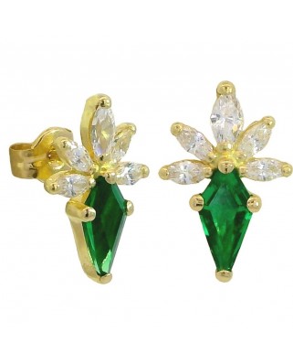 PENDIENTES COMETA PIEDRA COLOR ESMERALDA DE 7x4MM.12MM.