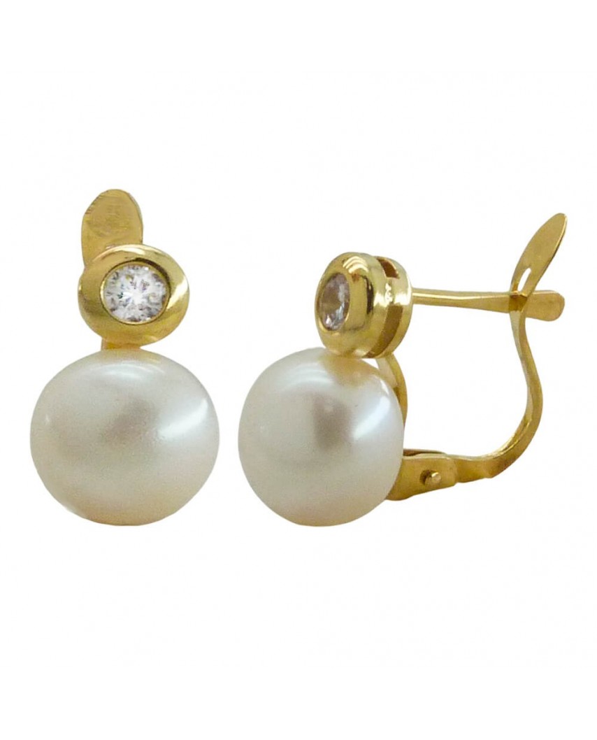 PENDIENTES COMUNION CHATON 2.5MM PERLA 7.5MM.CATALAN