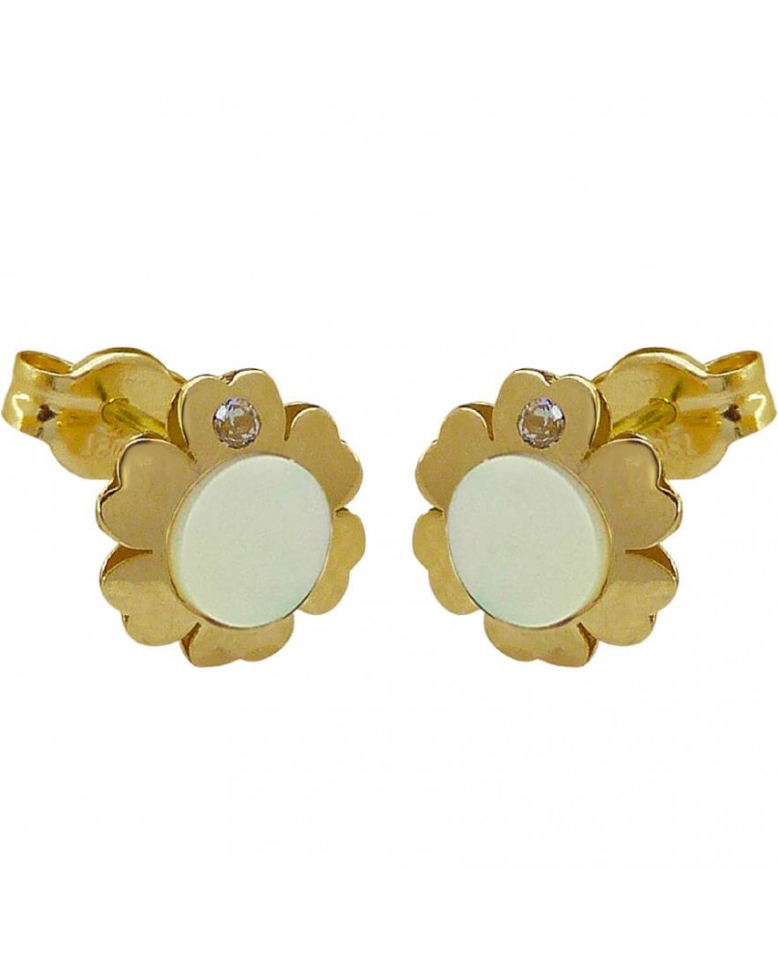 PENDIENTES COMUNION FLOR CON NACAR.PRESION