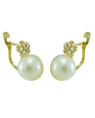 PENDIENTES COMUNION FLOR Y PERLA 7.5MM.CATALAN