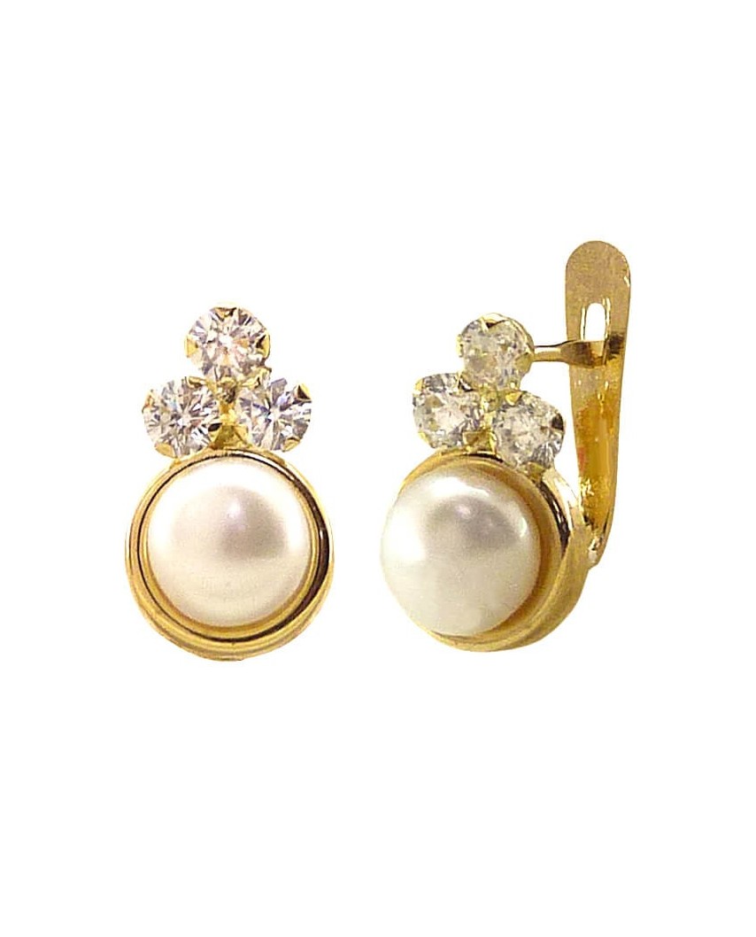 PENDIENTES COMUNION PERLA Y CIRCONITAS.CATALAN